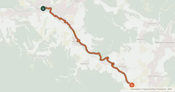 Kartenübersicht der Radroute Stille-Grund-Radweg