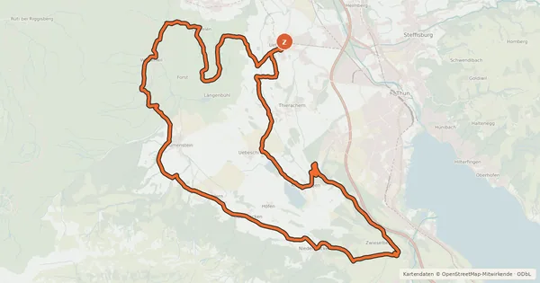 Kartenübersicht der Radroute Stockentalroute