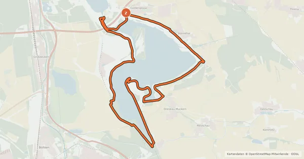 Kartenübersicht der Radroute Störmthaler See Radweg