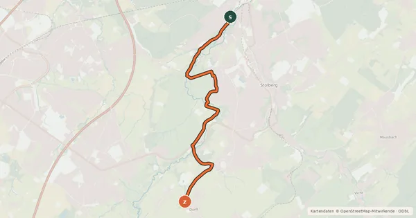 Kartenübersicht der Radroute Stolberg (87) - Stolberg-Breinig (97)