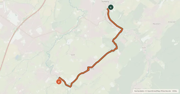 Kartenübersicht der Radroute Stolberger Vennbahnroute