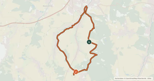 Kartenübersicht der Radroute Stollberger Katzensteinrunde