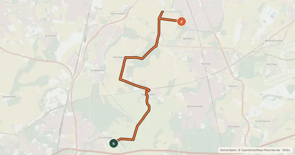 Kartenübersicht der Radroute Storchenroute