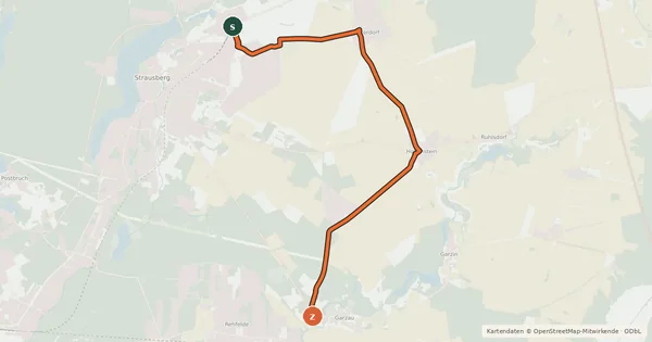 Kartenübersicht der Radroute Strausberg Nord - R1