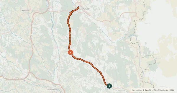 Kartenübersicht der Radroute Stremtal-Radwanderweg