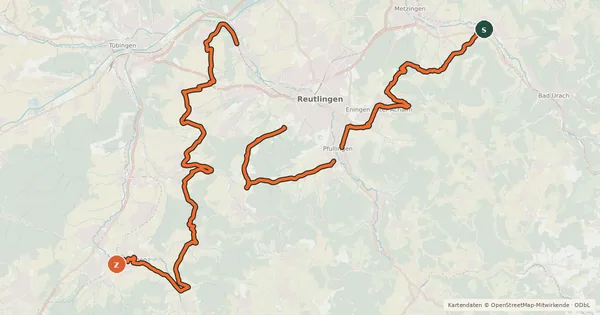 Kartenübersicht der Radroute Streuobst-Radroute Dettingen/Erms - Mössingen
