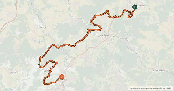 Kartenübersicht der Radroute Streuobst-Radroute Mössingen - Balingen