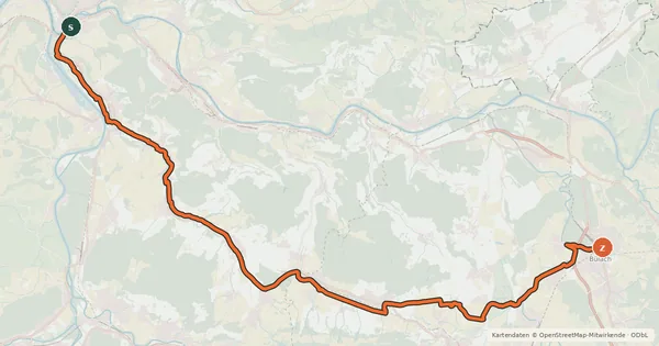 Kartenübersicht der Radroute Studenland–Töss-Römer-Route