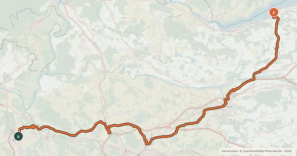 Kartenübersicht der Radroute Studenland–Töss-Römer-Route