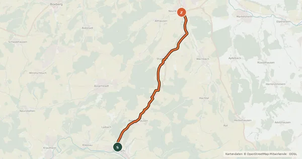 Kartenübersicht der Radroute Stuppacher Madonna-Querspange
