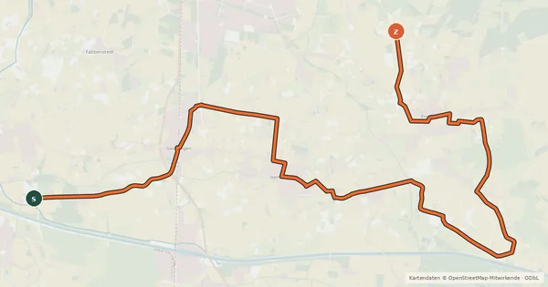 Kartenübersicht der Radroute Süd-Route