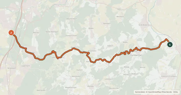 Kartenübersicht der Radroute Südhessen-Route 26