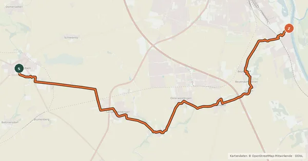 Kartenübersicht der Radroute Sülzeradweg