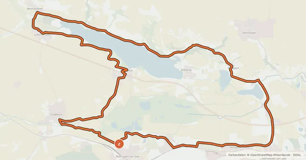 Kartenübersicht der Radroute Süßer See- Salziger See Rundweg