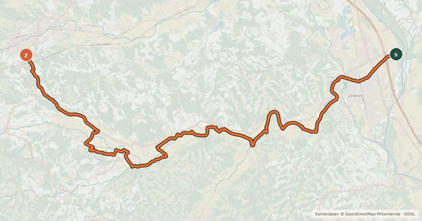 Kartenübersicht der Radroute Sulmtalradweg