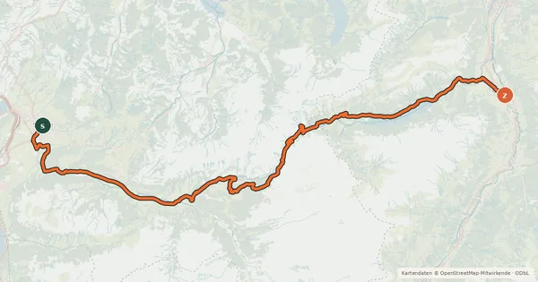 Kartenübersicht der Radroute Suworow-Route