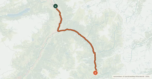 Kartenübersicht der Radroute Suworow-Route