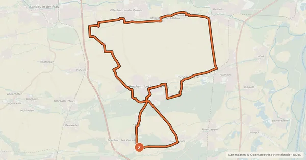 Kartenübersicht der Radroute Tabaktour