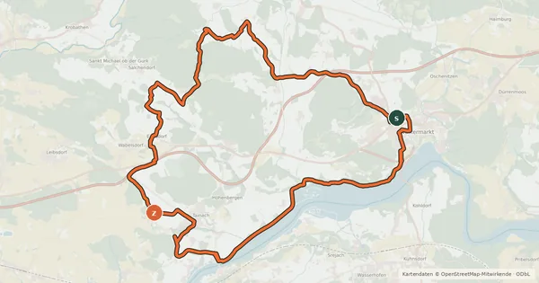 Kartenübersicht der Radroute Tainach-Tour