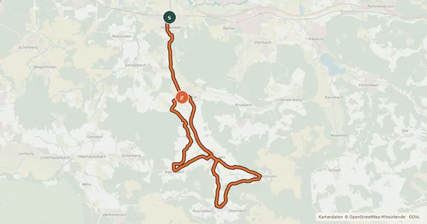 Kartenübersicht der Radroute Talroute Hammerbachtal