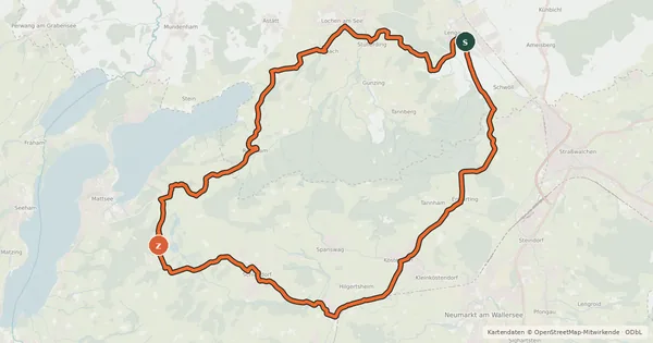 Kartenübersicht der Radroute Tannberg Rundweg