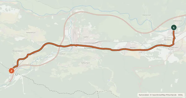 Kartenübersicht der Radroute Tarvis Radweg