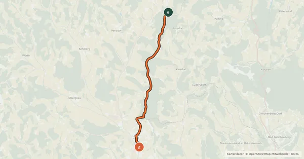Kartenübersicht der Radroute Tatschkerland-Tour Variante 1
