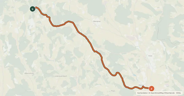 Kartenübersicht der Radroute Tatschkerland-Tour Variante 4