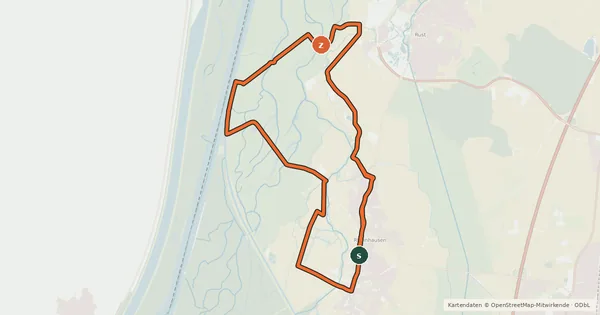 Kartenübersicht der Radroute Taubergießen-Route