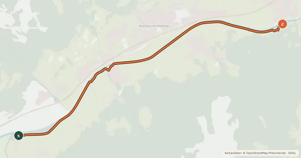 Kartenübersicht der Radroute Tauernradweg - Variante Habach-Mühlbach