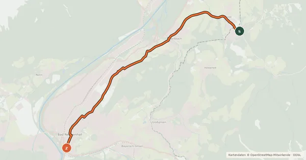 Kartenübersicht der Radroute Tauernradweg - Variante Marzoll
