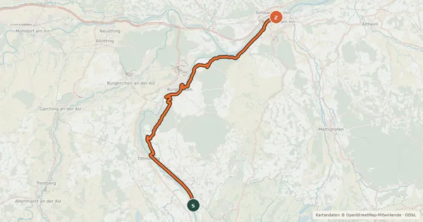 Kartenübersicht der Radroute Tauernweg (Oberösterreich)