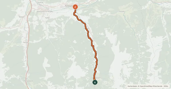 Kartenübersicht der Radroute Taurachtal Radweg