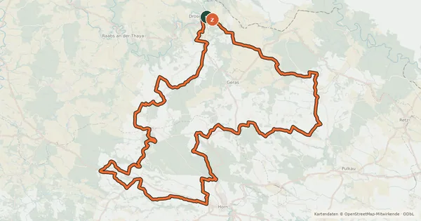 Kartenübersicht der Radroute Thaya-Taffa-Wild Rundradweg