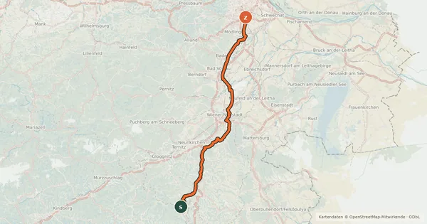 Kartenübersicht der Radroute Thermenradweg