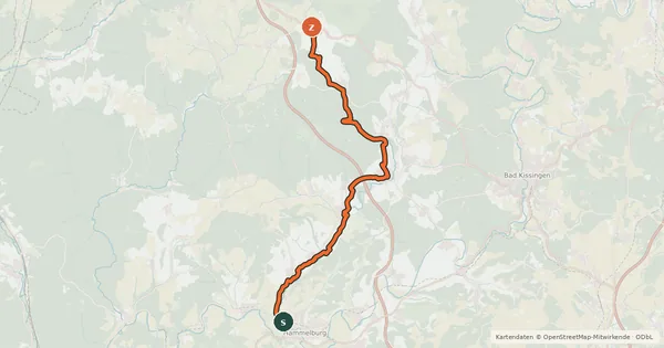 Kartenübersicht der Radroute Thulbatal-Radweg