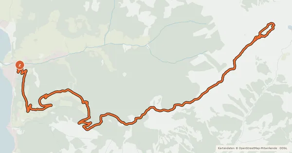 Kartenübersicht der Radroute Thumersbach - Hundstein