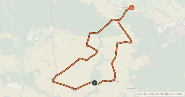 Kartenübersicht der Radroute Tiefensee-Falkenberg-Tiefensee