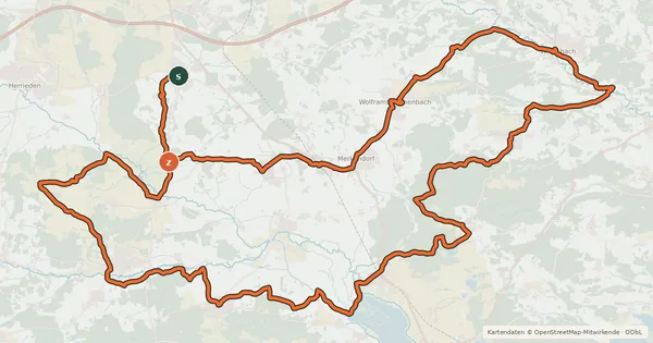 Kartenübersicht der Radroute Tore-Türme-Schlösser-Radweg