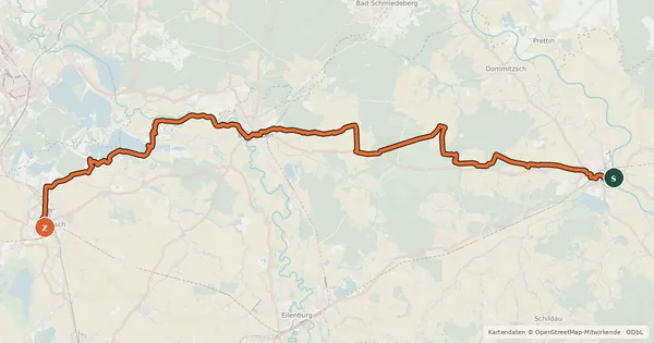 Kartenübersicht der Radroute Torgischer Radweg