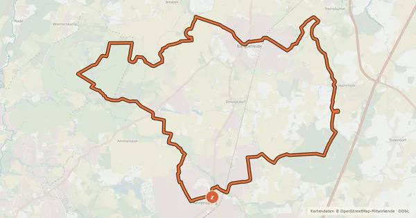 Kartenübersicht der Radroute Tour 12, Radwander-Rundweg, Stormarn