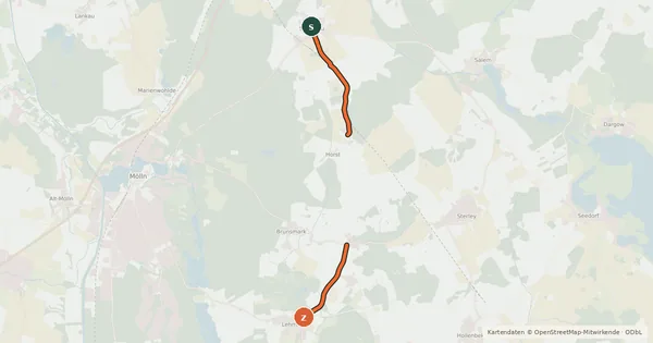 Kartenübersicht der Radroute Tour 14, Radwander Rundwege Herzogtum Lauenburg