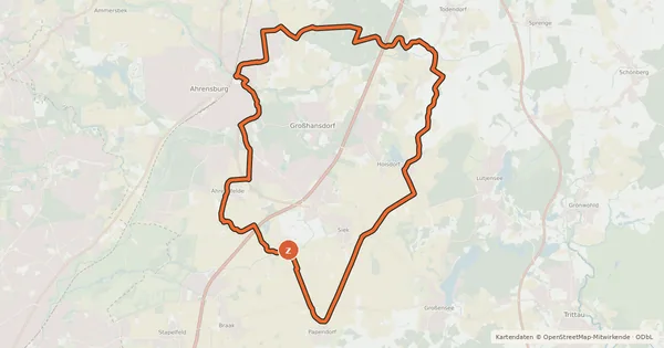 Kartenübersicht der Radroute Tour 16, Radwander-Rundweg, Stormarn