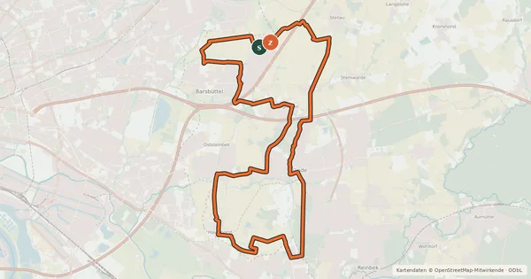 Kartenübersicht der Radroute Tour 20, Radwander-Rundweg, Stormarn