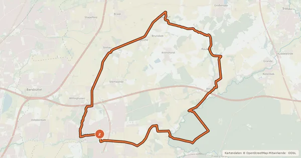 Kartenübersicht der Radroute Tour 21, Radwander-Rundweg, Stormarn