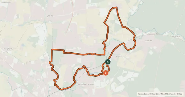 Kartenübersicht der Radroute Tour 22, Radwander-Rundweg, Stormarn