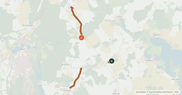 Kartenübersicht der Radroute Tour 28, Radwander Rundweg Herzogtum Lauenburg