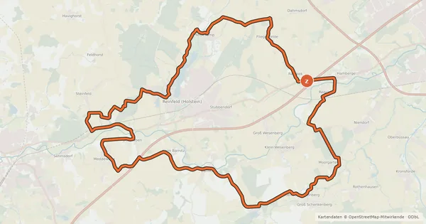Kartenübersicht der Radroute Tour 4, Radwander-Rundweg, Stormarn