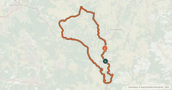 Kartenübersicht der Radroute Tour 7 - Lauchert-Fehla-Tour