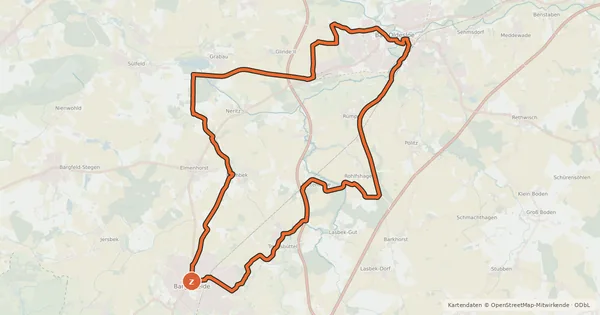 Kartenübersicht der Radroute Tour 7, Radwander-Rundweg, Stormarn